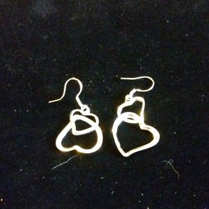 Sterling Silver Two Hearts Earrings